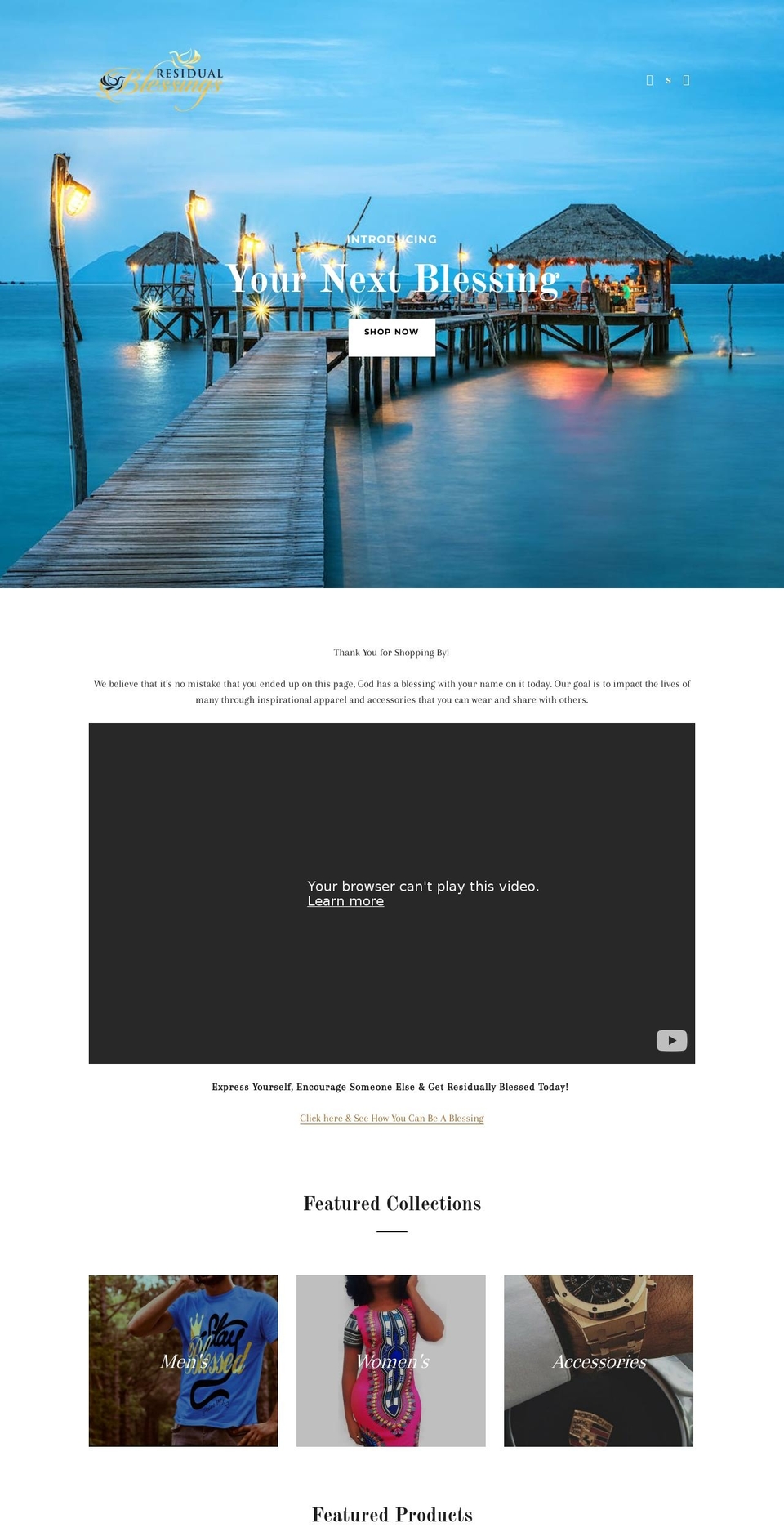 residual-blessings.myshopify.com shopify website screenshot