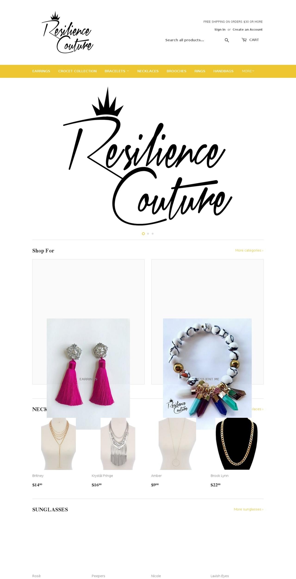 resiliencecouture.com shopify website screenshot