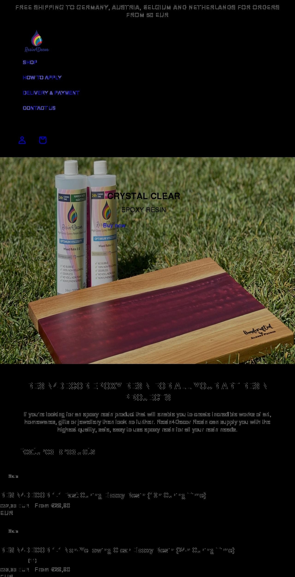 resin4decor.com — Shopify storefront screenshot
