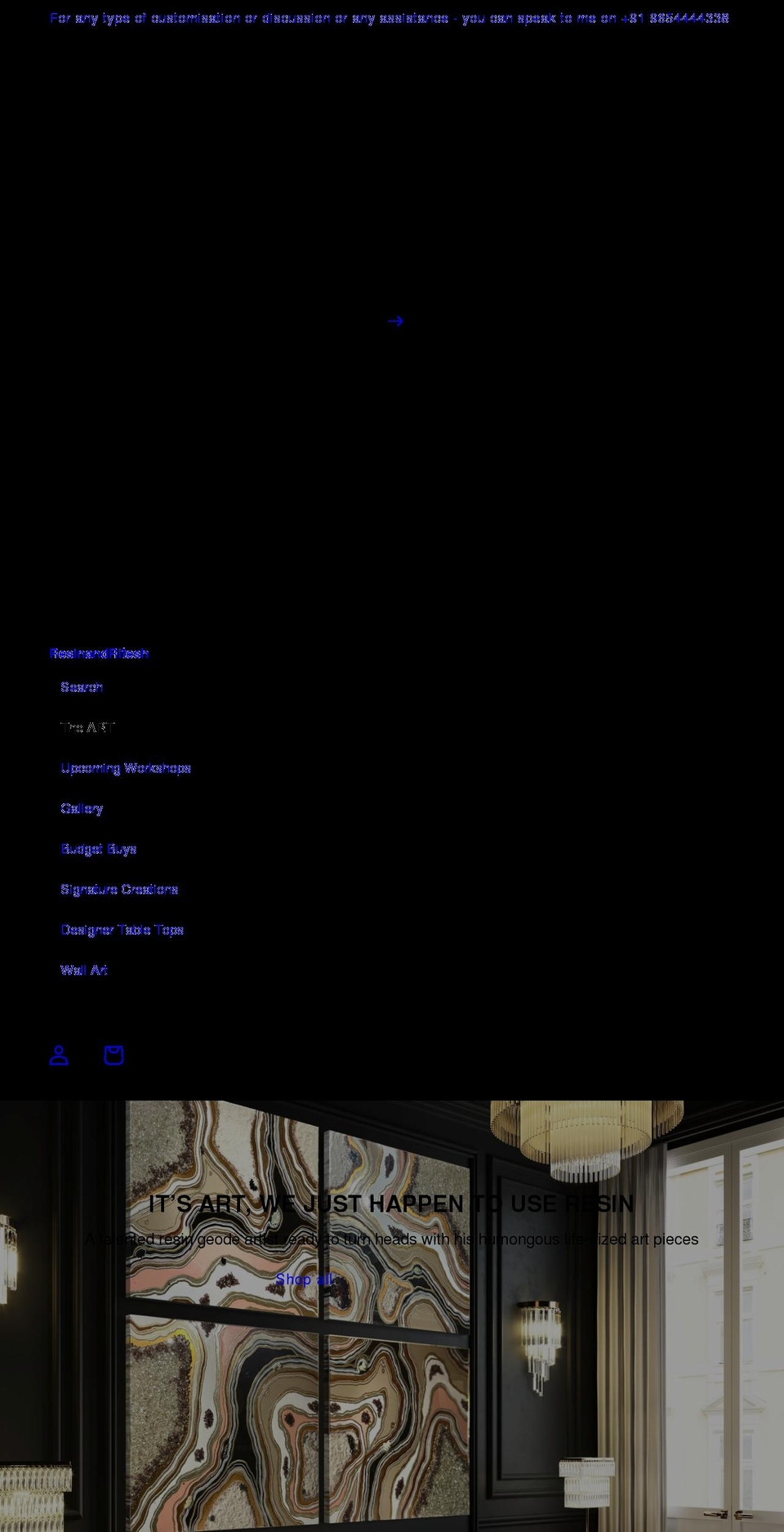 resinandritesh.com shopify website screenshot