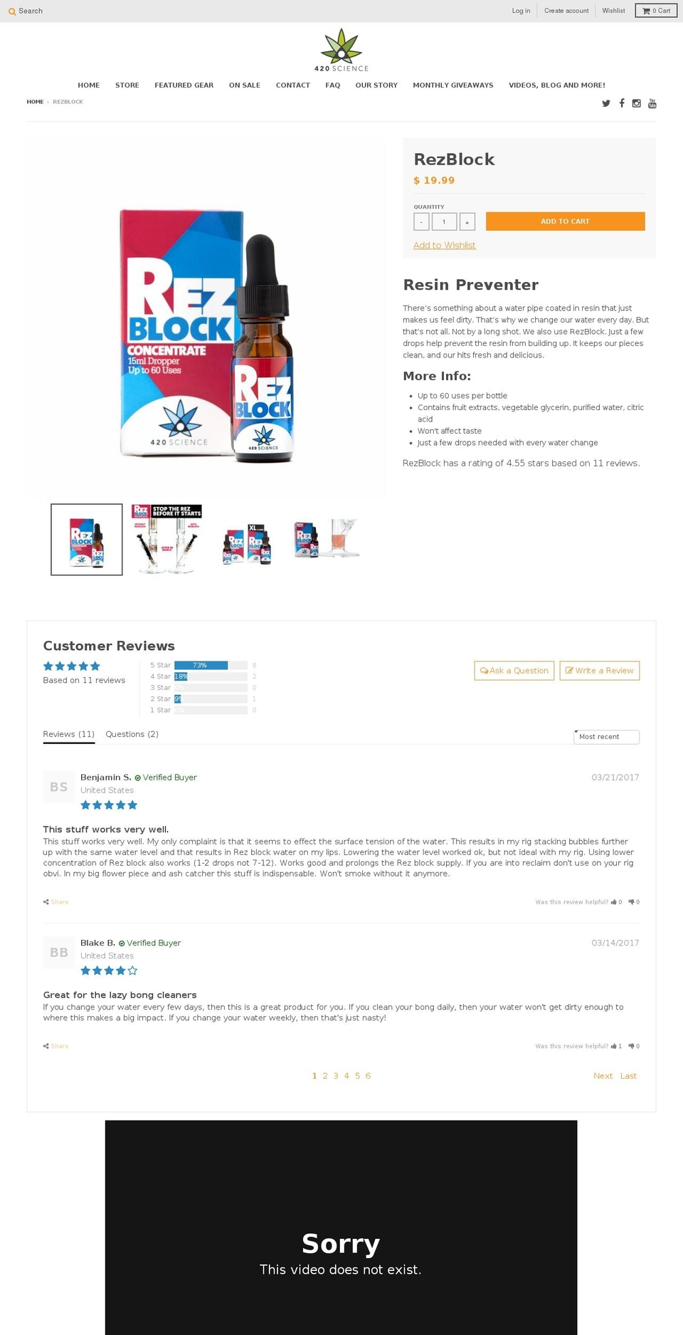 resinblocker.com shopify website screenshot