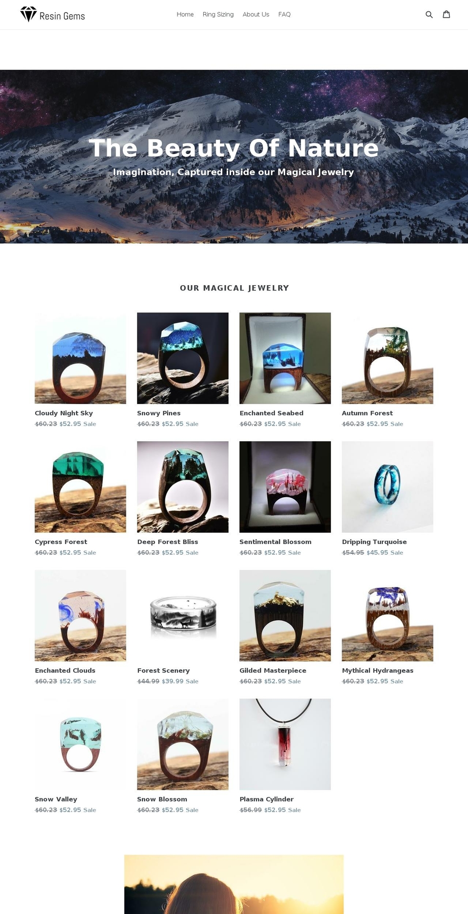 resingems.com shopify website screenshot