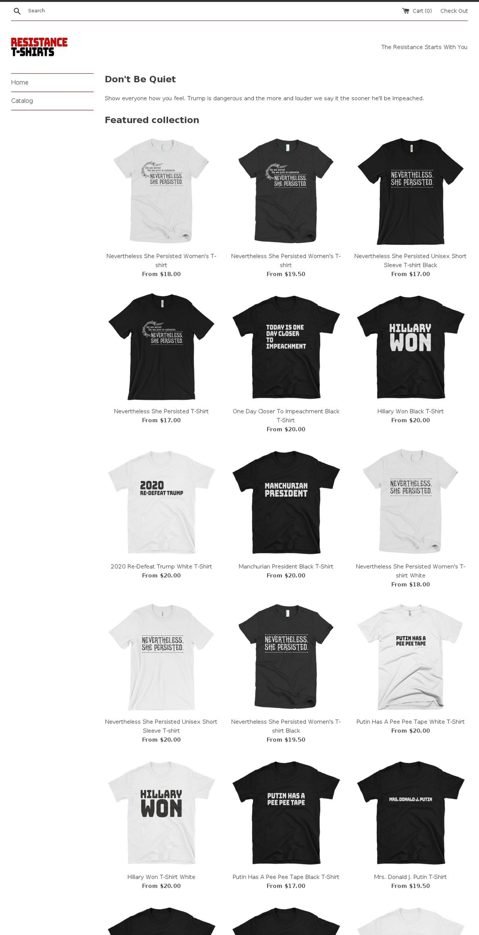 resistancetshirts.com shopify website screenshot