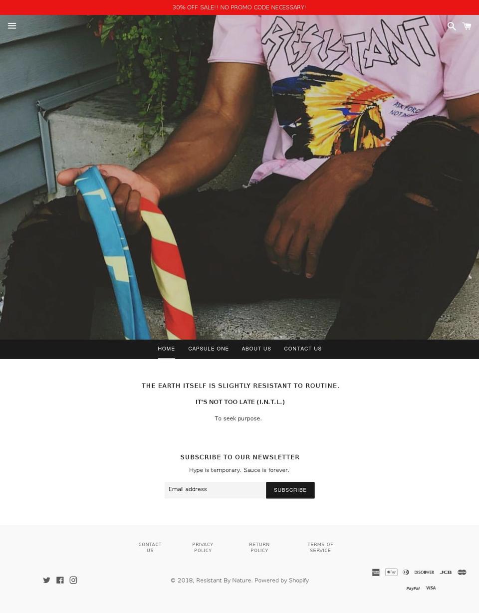 resistantbynature.com — Shopify storefront screenshot