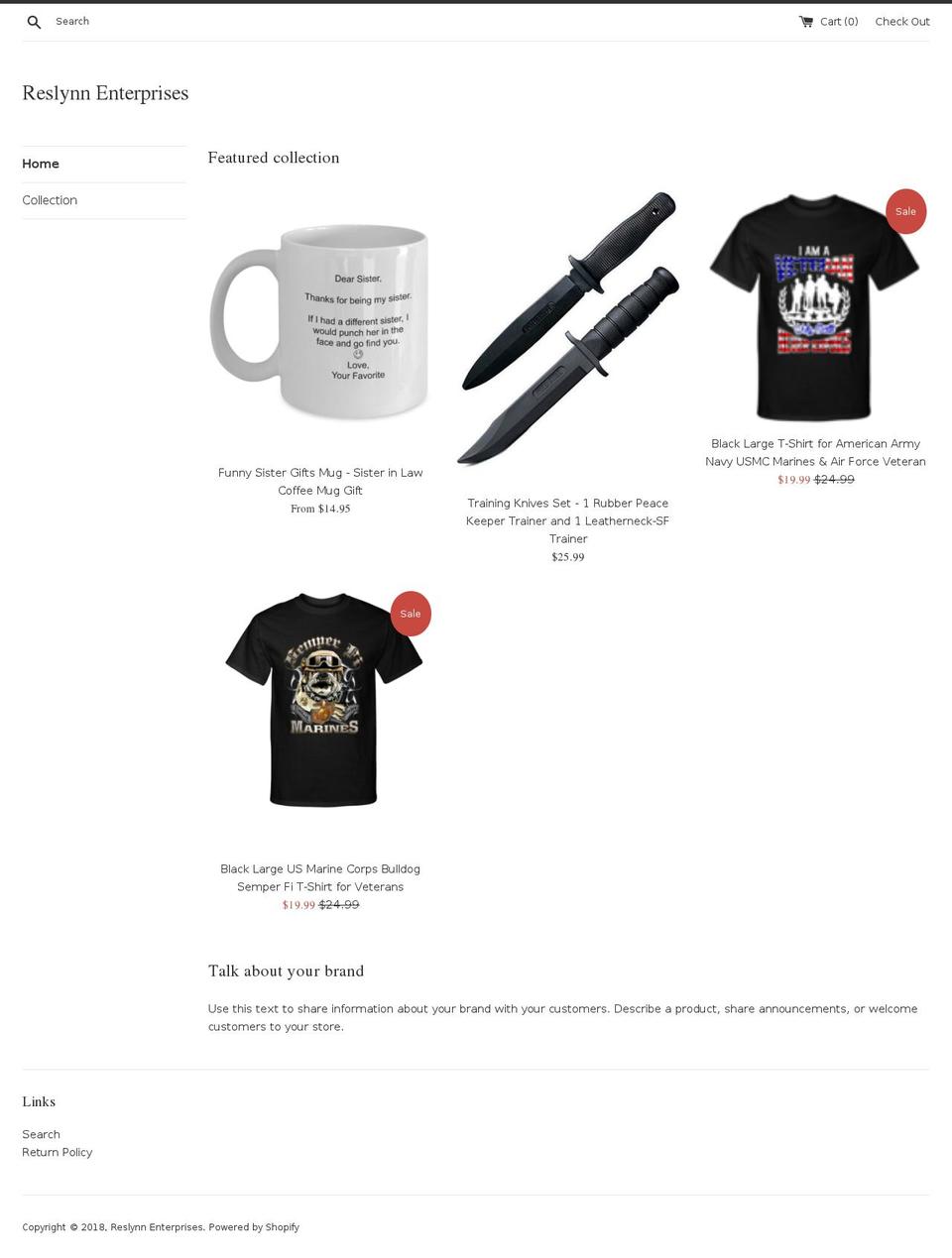 reslynnenterprises.com — Shopify storefront screenshot