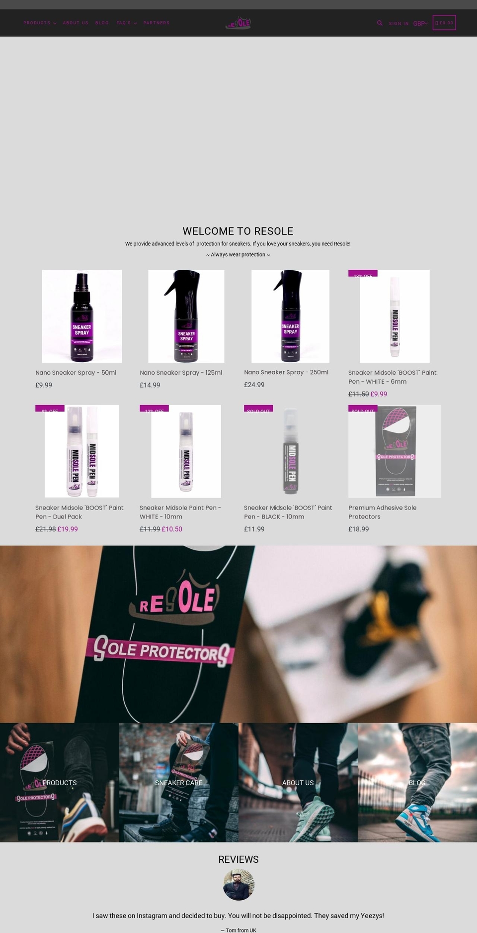 resoleuk.com shopify website screenshot