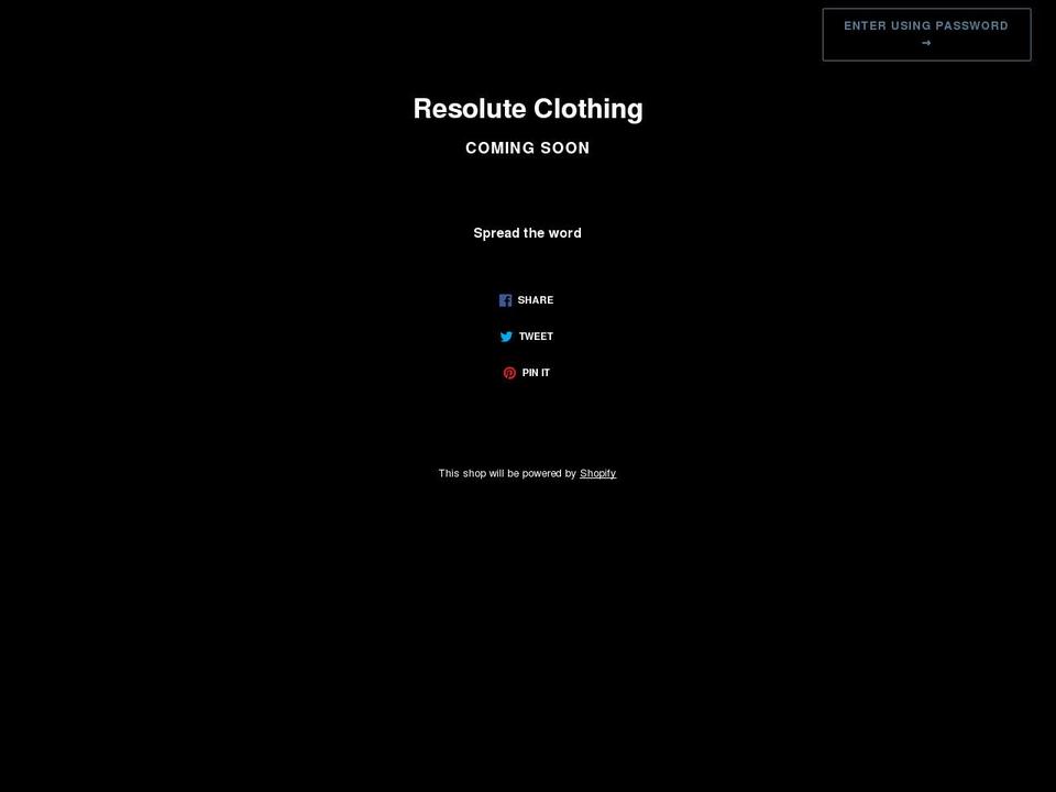 resoluteclothing.com shopify website screenshot