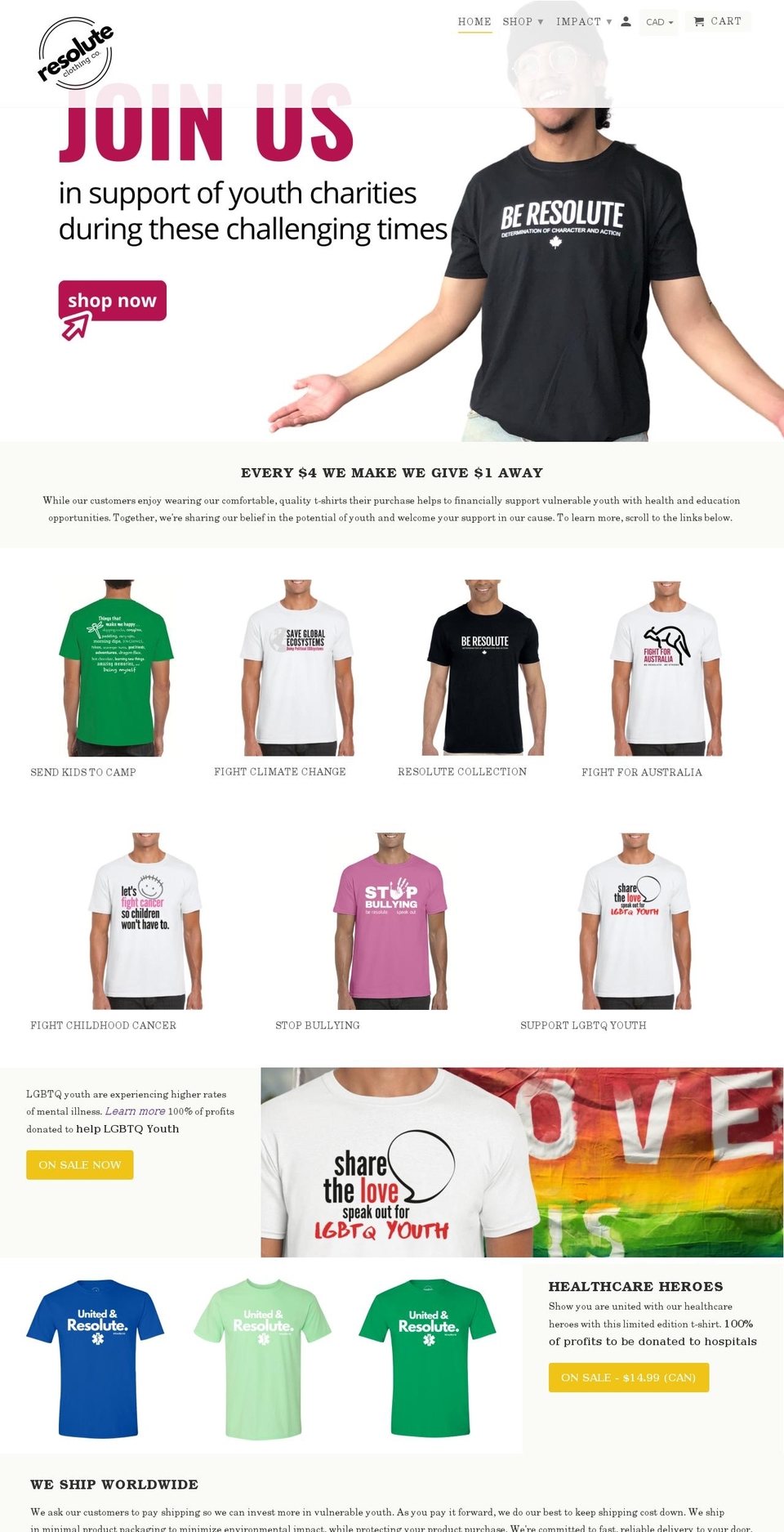 resoluteclothingco.com shopify website screenshot