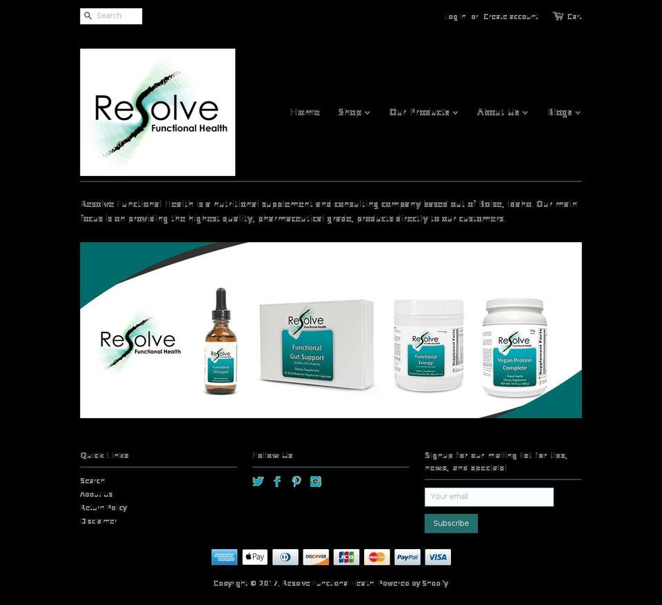 resolvefunctionalhealth.com shopify website screenshot
