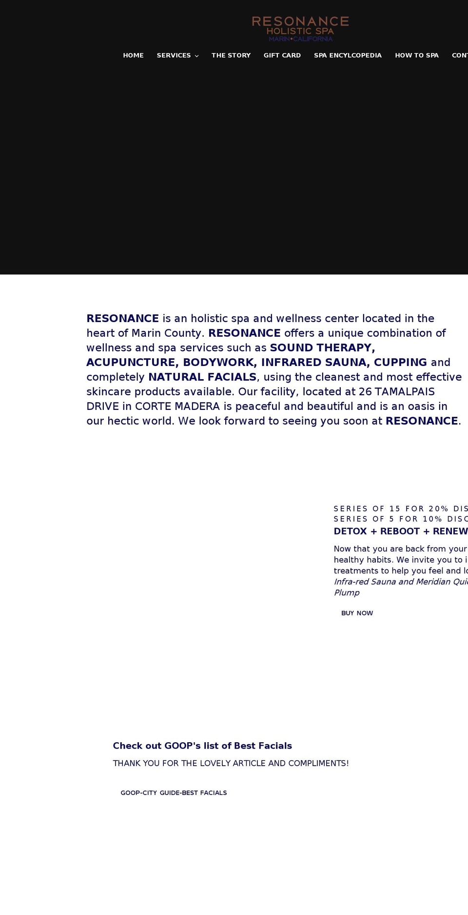 resonancemarin.com shopify website screenshot
