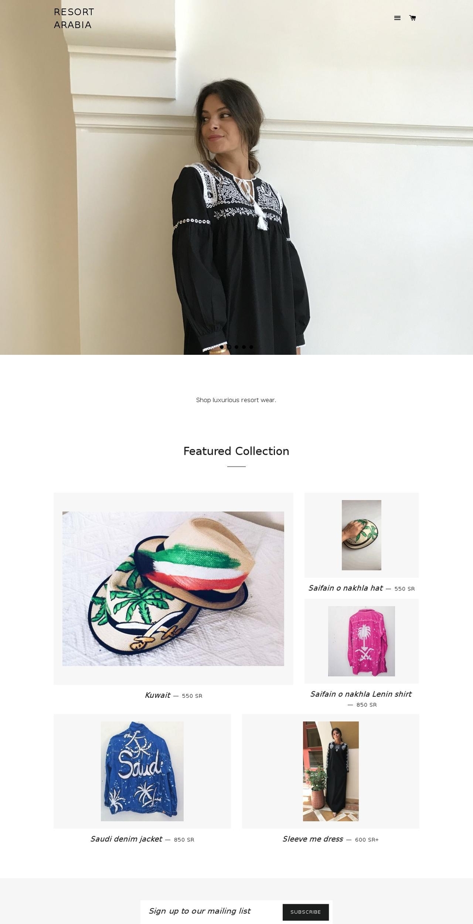 resortarabia.com — Shopify storefront screenshot