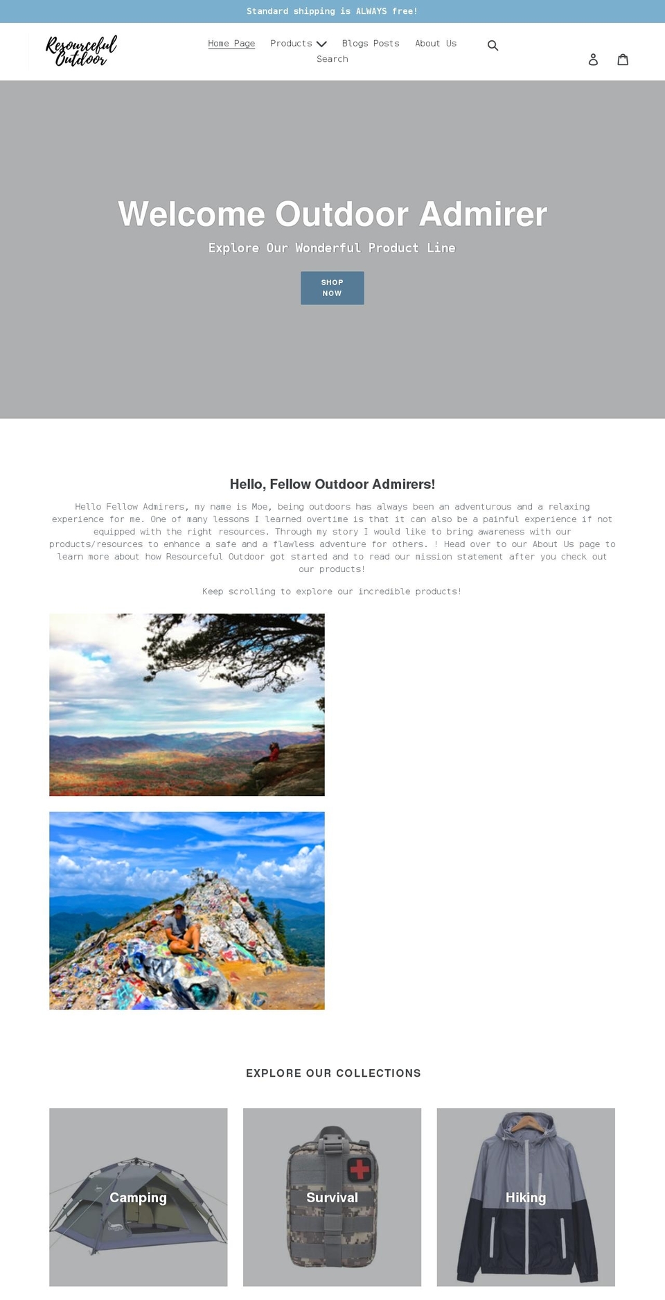 resourcefuloutdoor.com shopify website screenshot
