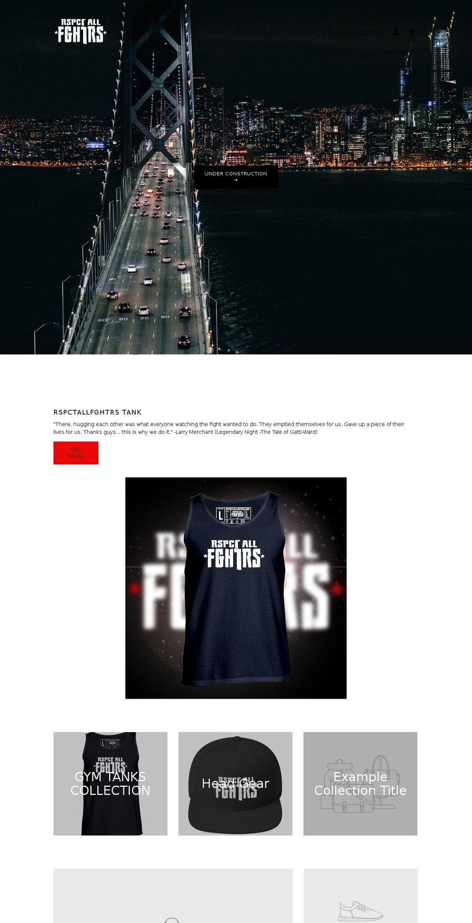 respectallfighters.com — Shopify storefront screenshot