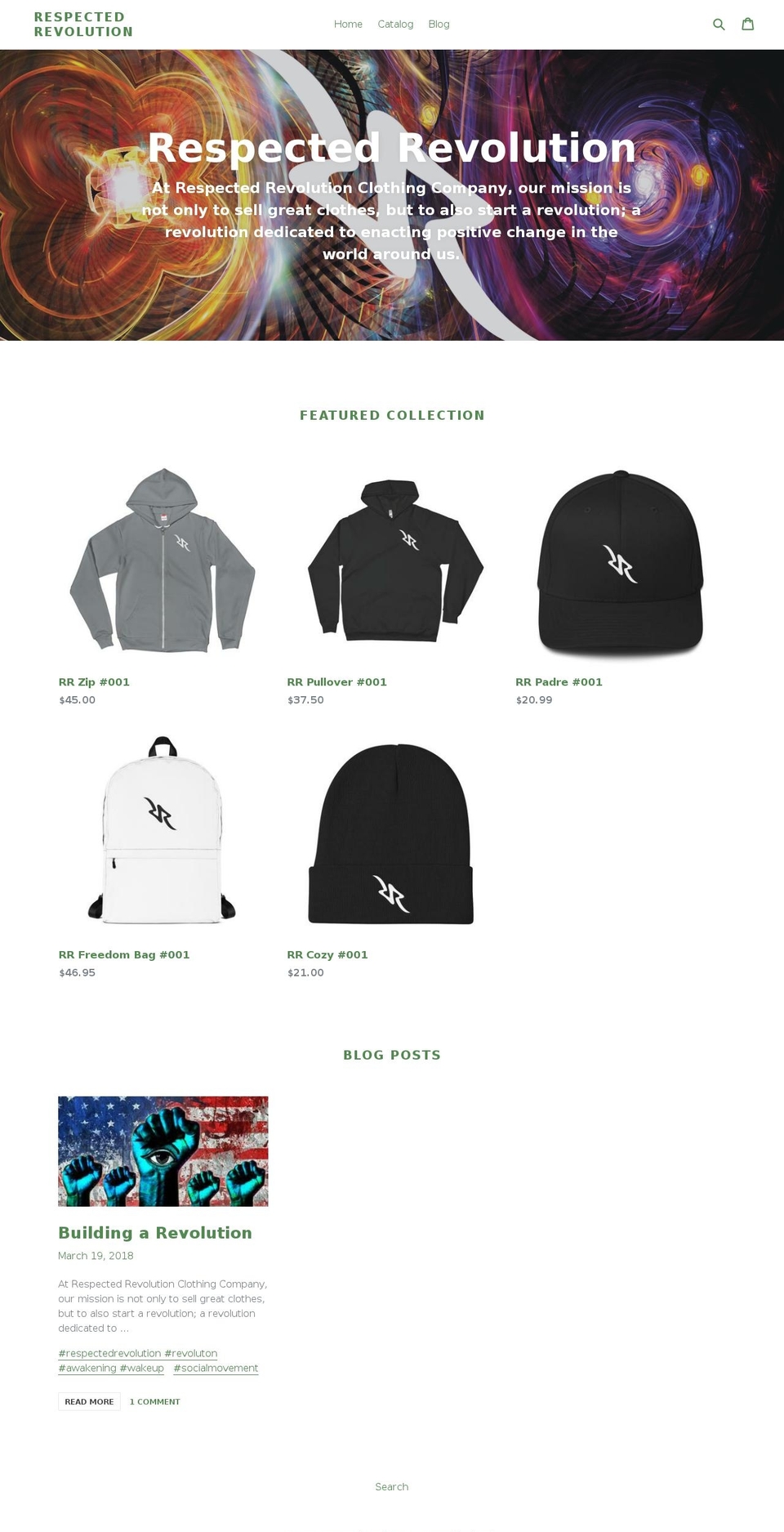 respectedrevolution.com — Shopify storefront screenshot