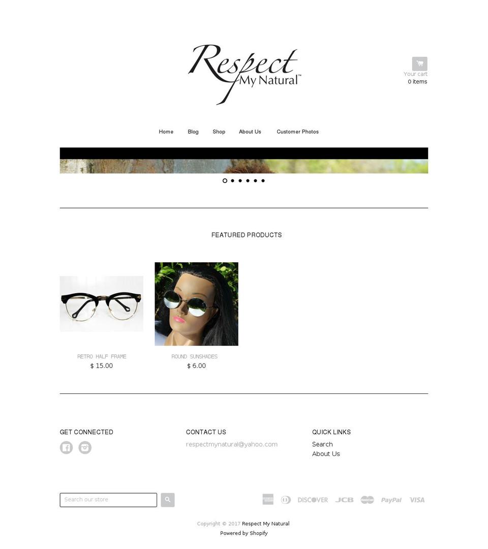respectmynatural.com shopify website screenshot