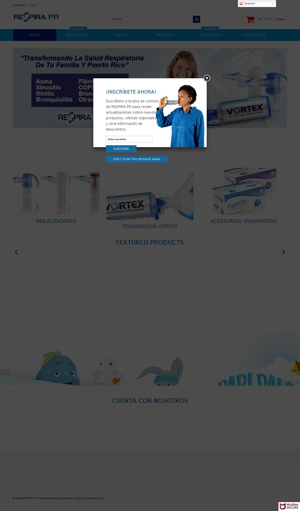 respirapr.com shopify website screenshot