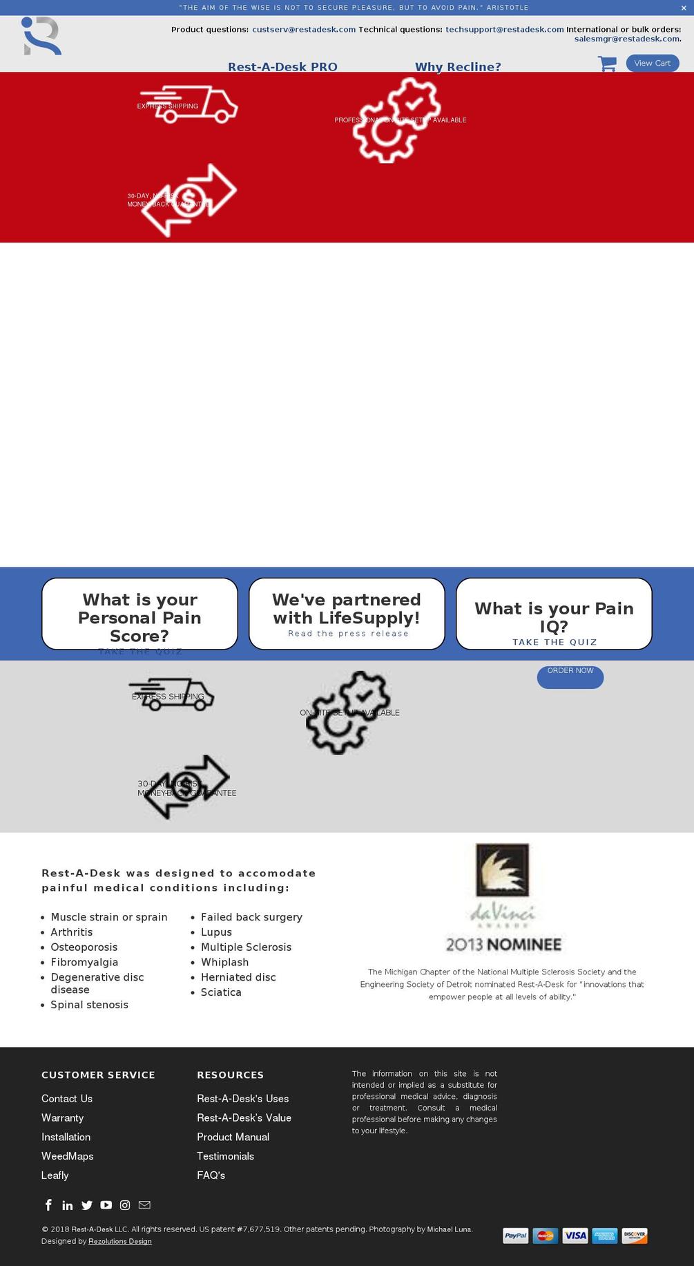 restadesk.com shopify website screenshot