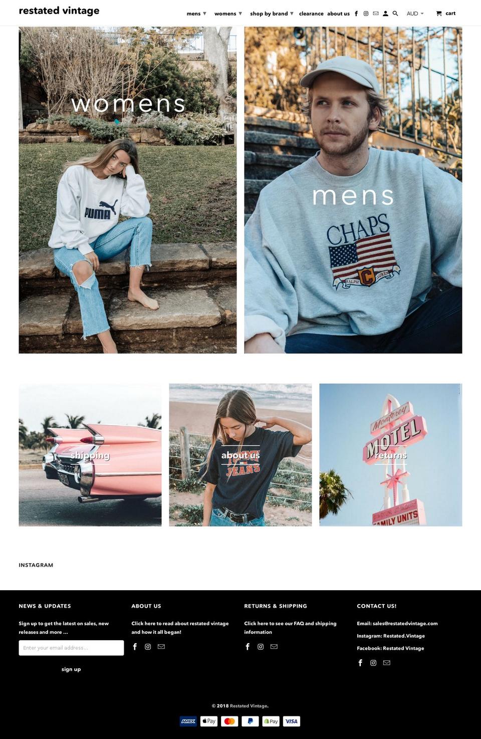 restatedvintage.com — Shopify storefront screenshot