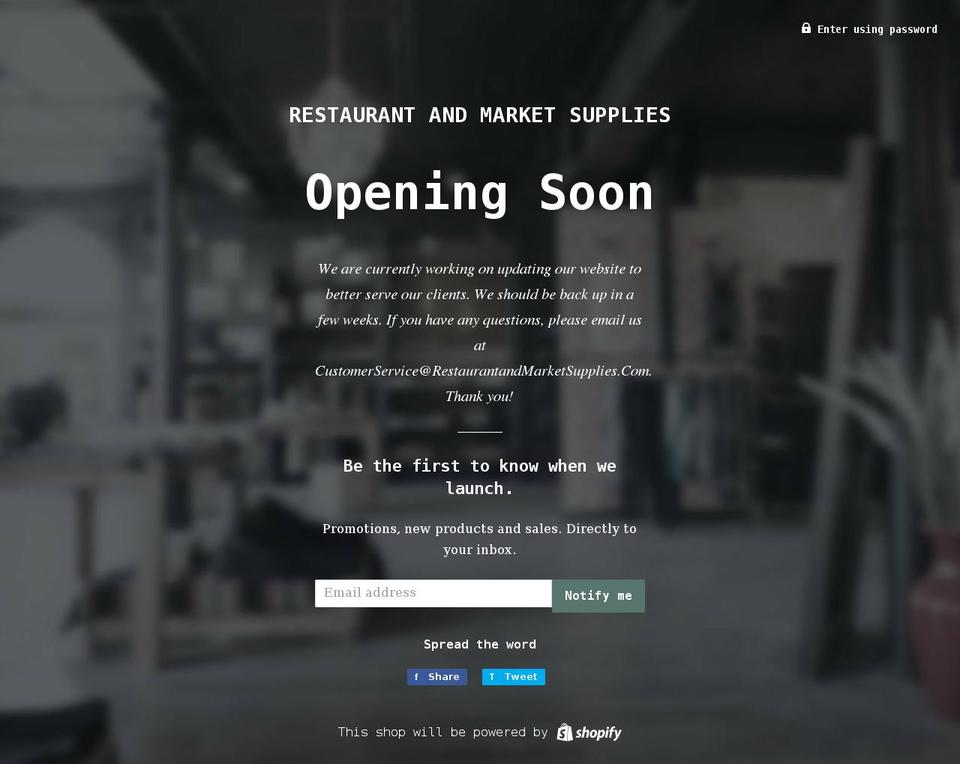 restaurantandmarketsupplies.com — Shopify storefront screenshot