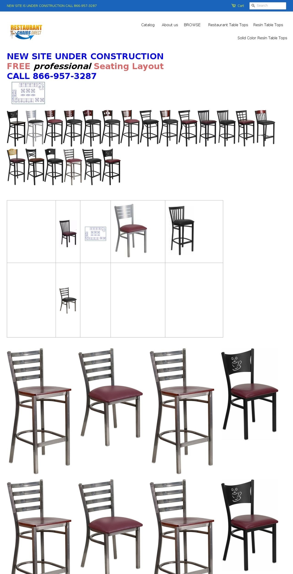 restaurantchairsdirect.com shopify website screenshot
