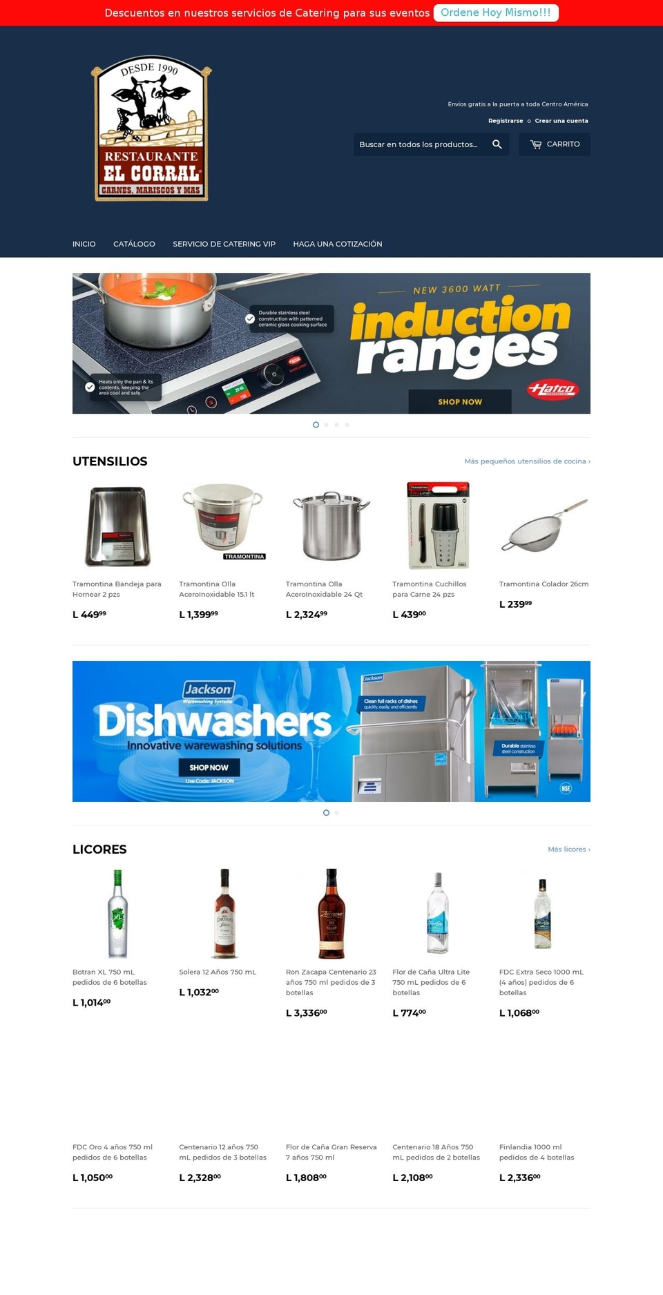 restauranteelcorral.com — Shopify storefront screenshot