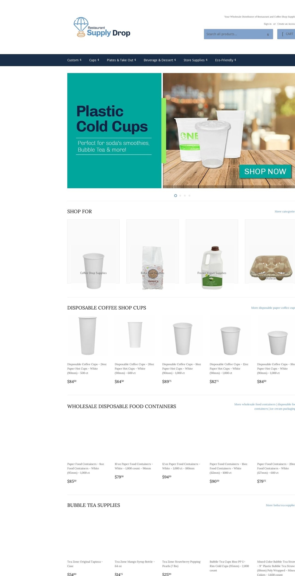 restaurantsupplydrop.com shopify website screenshot