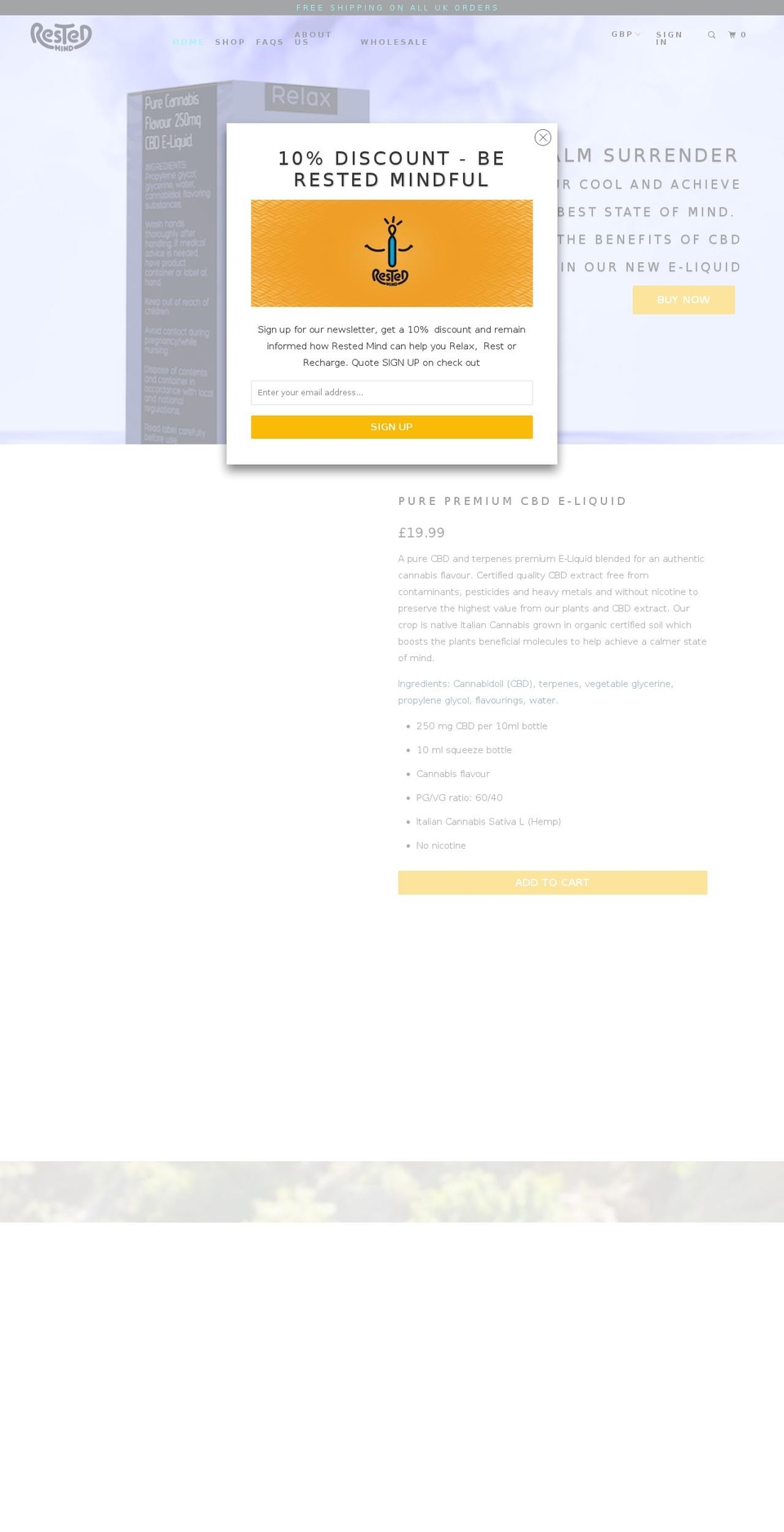 rested-mind.com — Shopify storefront screenshot