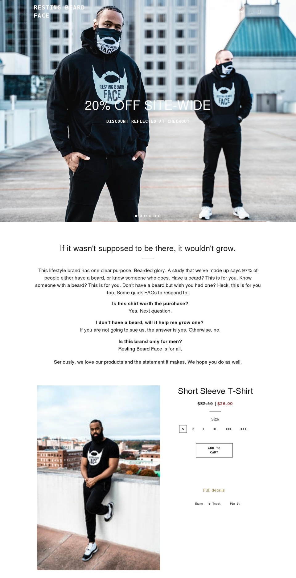 restingbeardface.com shopify website screenshot