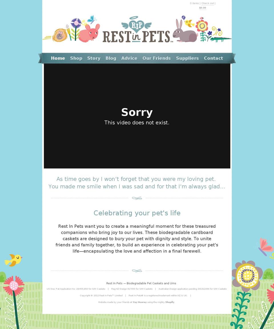 restinpets.com shopify website screenshot