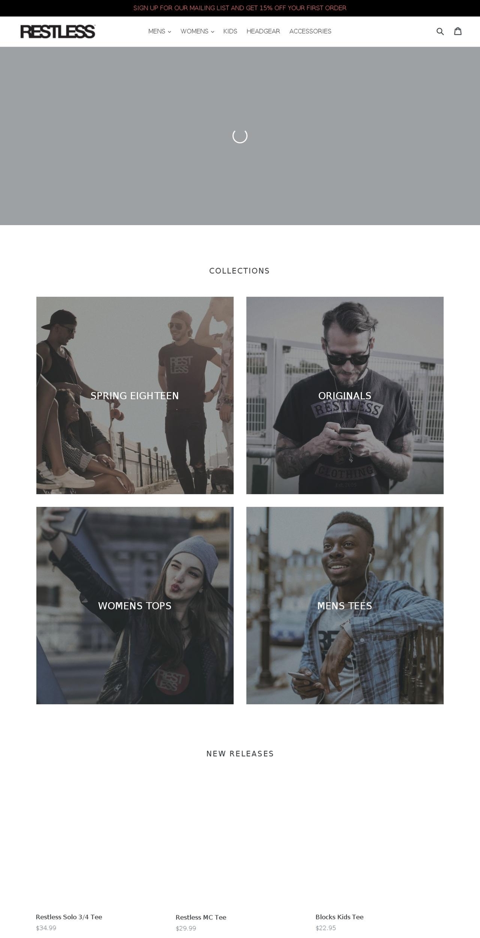 restlessclothing.com — Shopify storefront screenshot