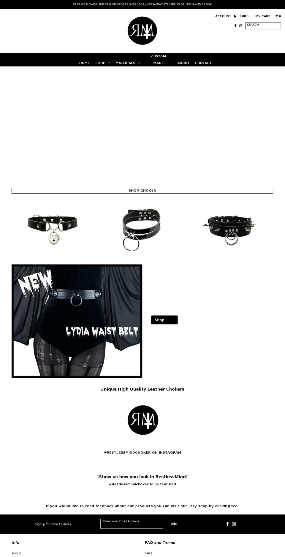 restlessmindchoker.com — Shopify storefront screenshot