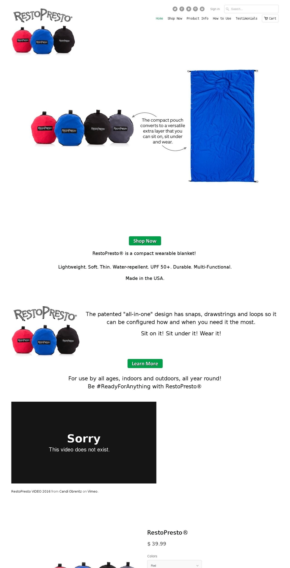 restopresto.com shopify website screenshot