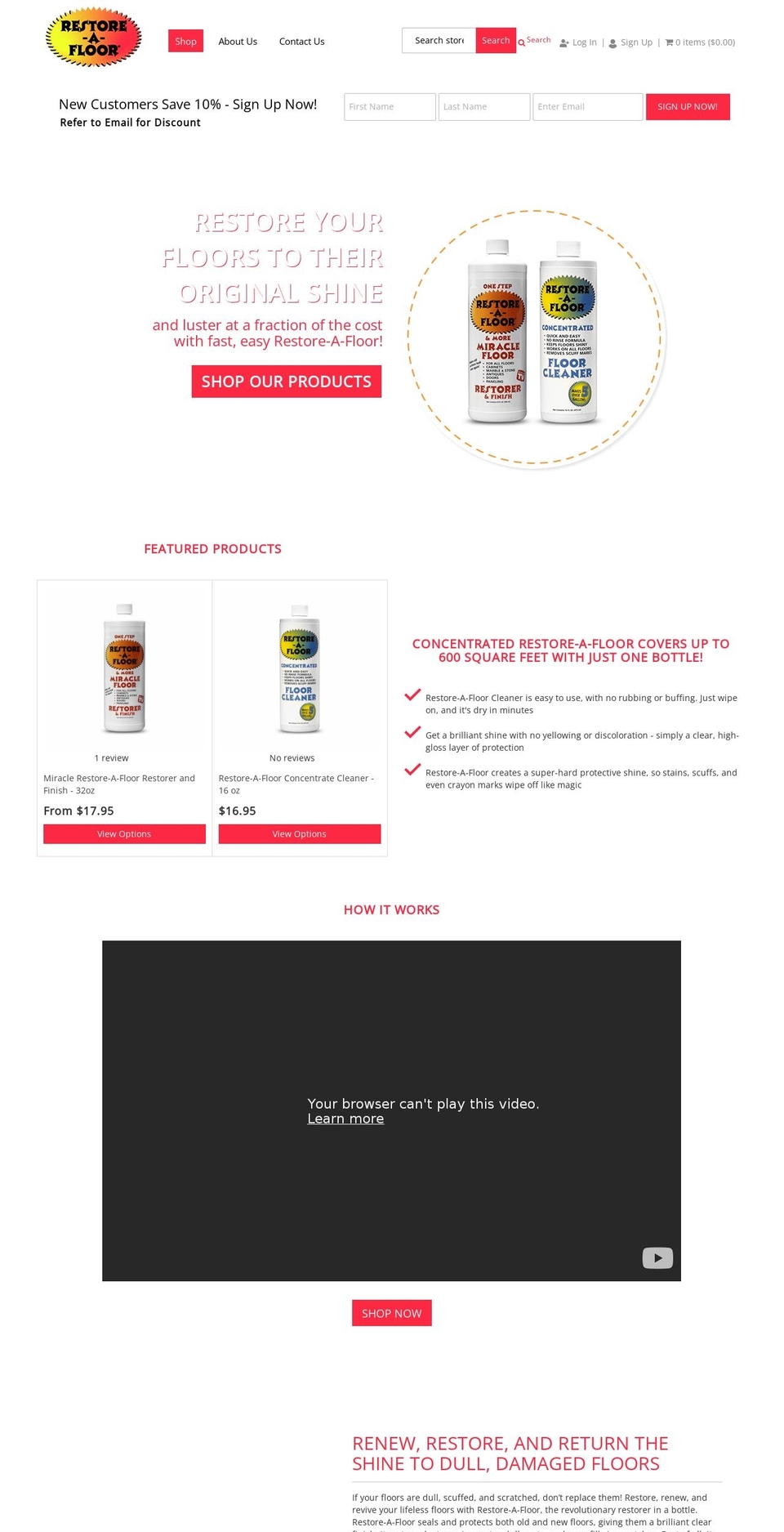 restore-a-floor.com shopify website screenshot