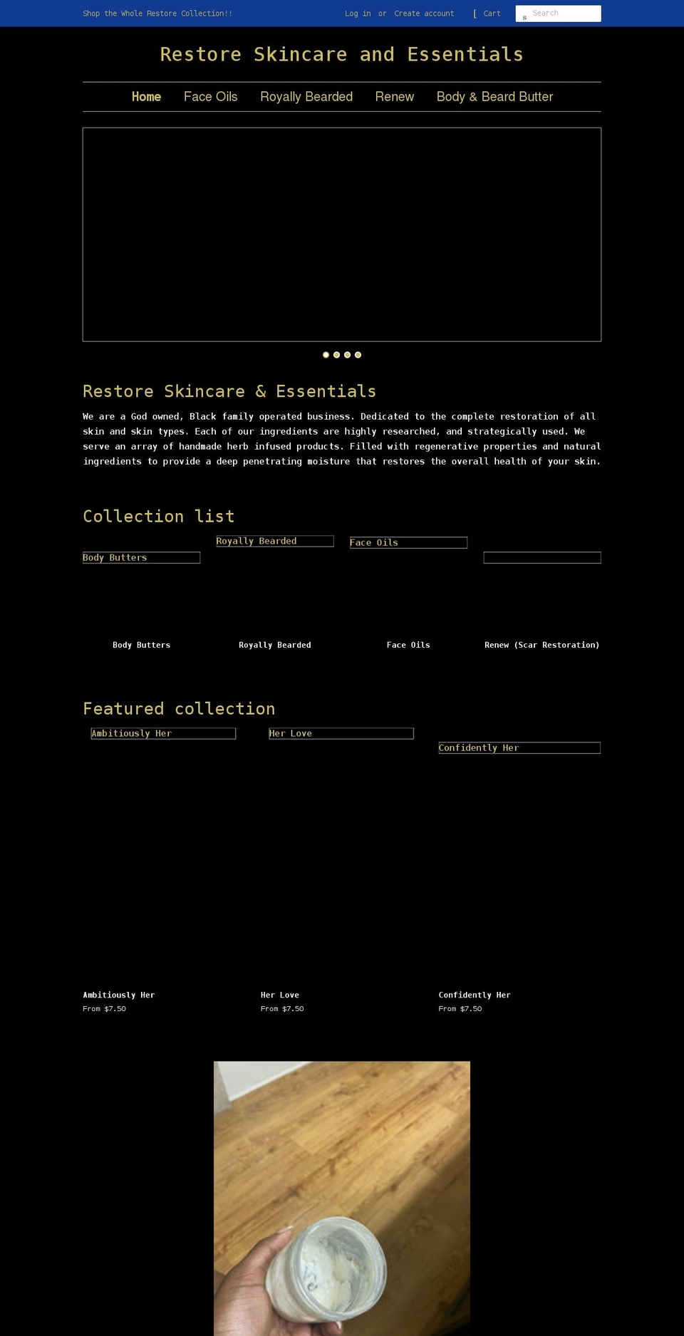 restore-skincare.myshopify.com shopify website screenshot