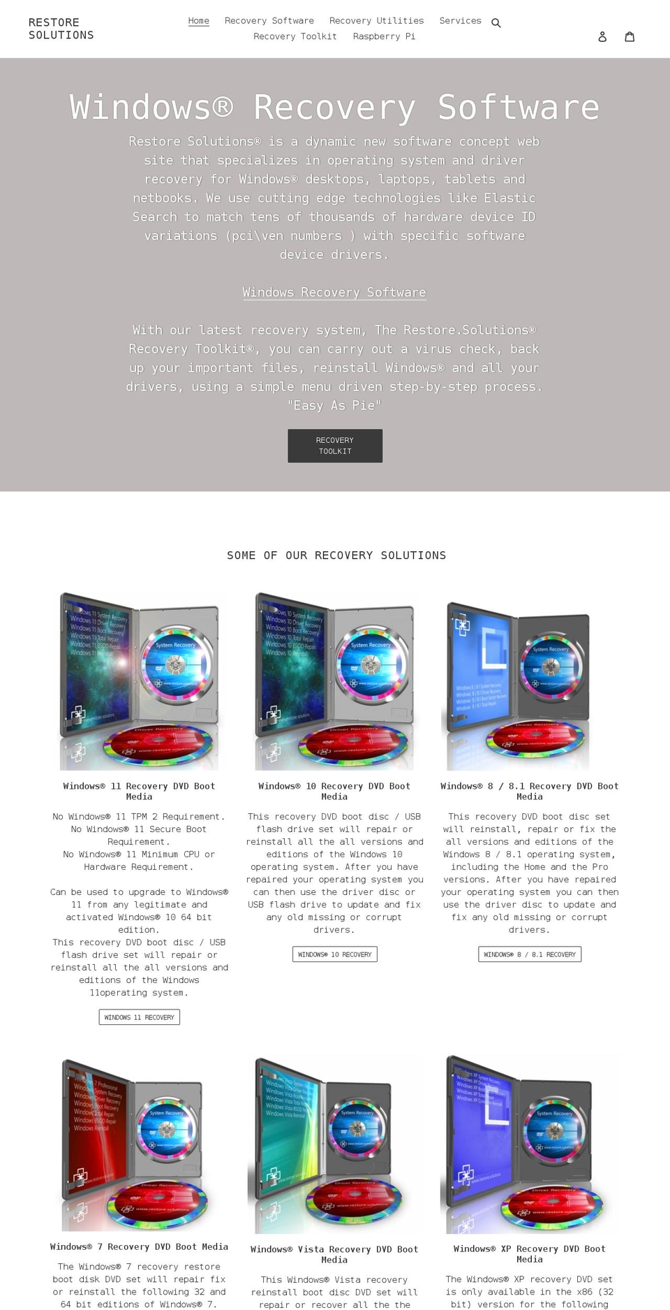 restore-solutions.myshopify.com shopify website screenshot