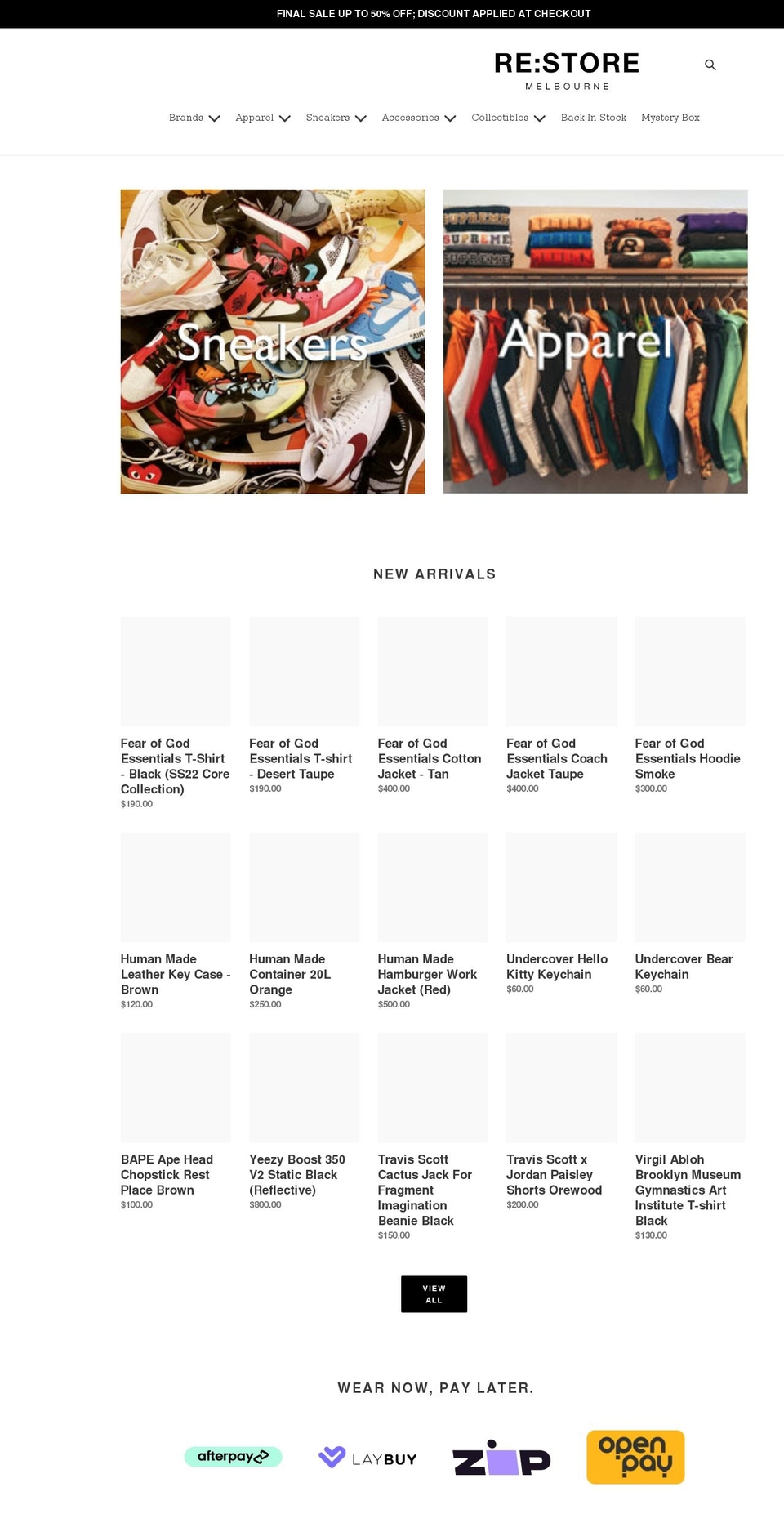restore.melbourne shopify website screenshot