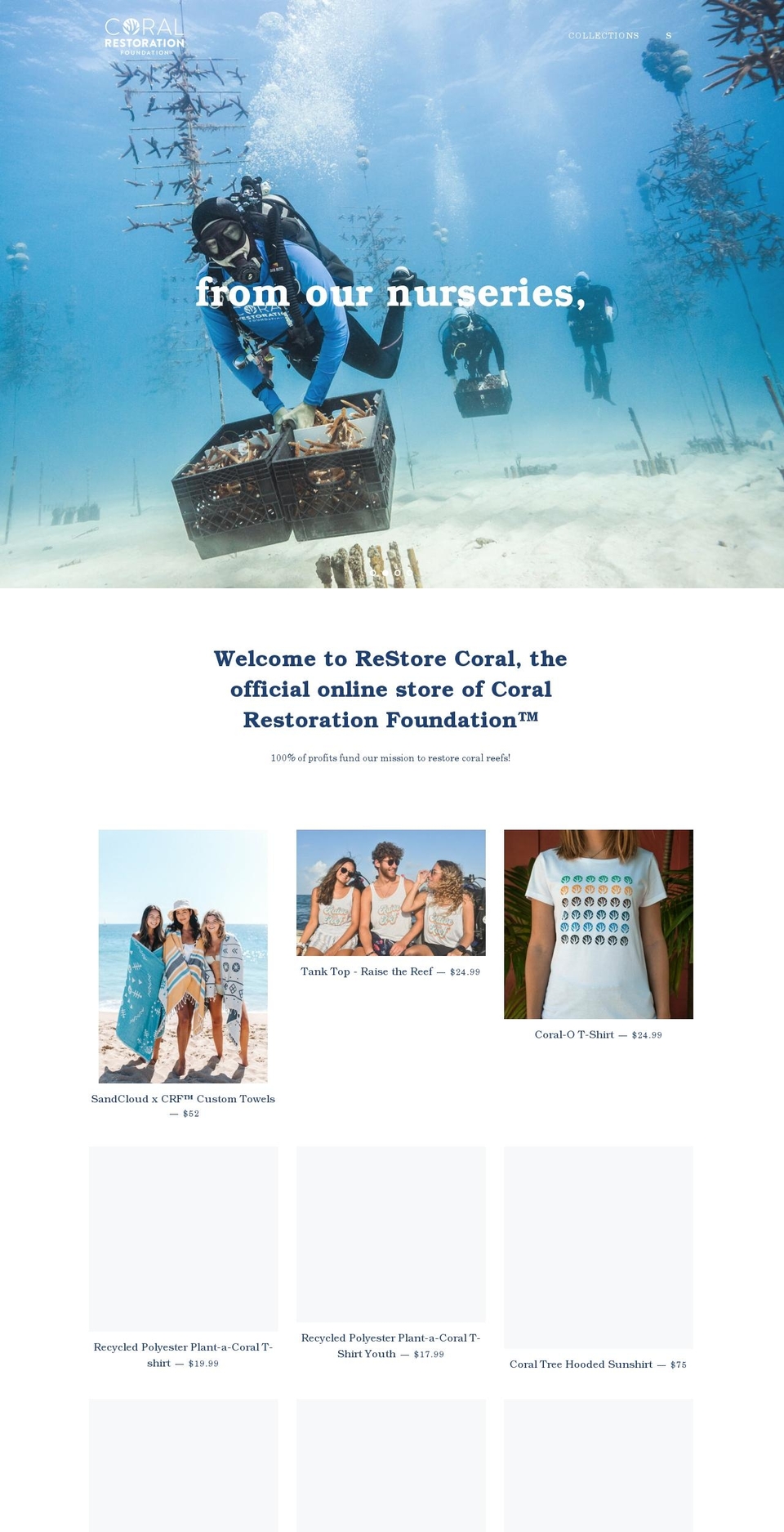 restorecoral.com — Shopify storefront screenshot