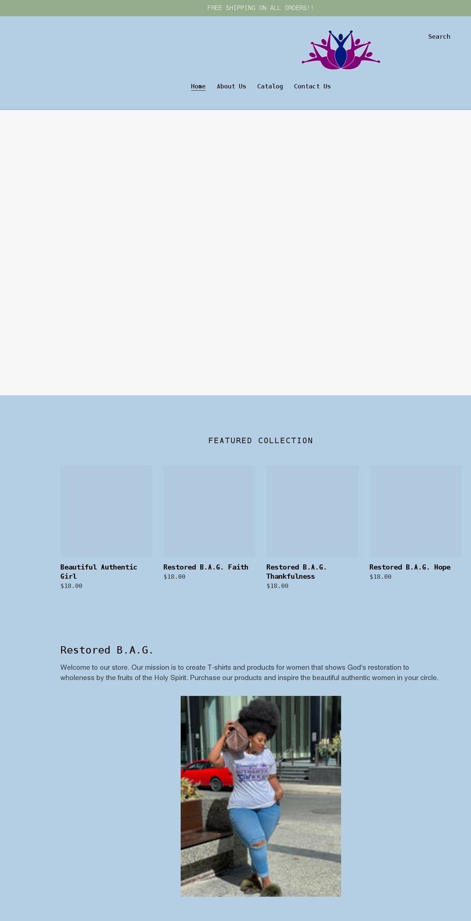 restoredbag.com shopify website screenshot