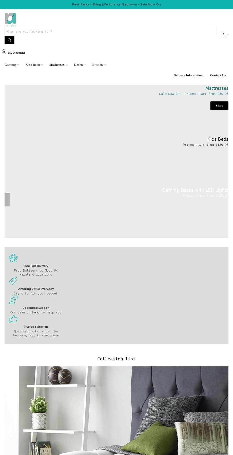 restrelax.com shopify website screenshot