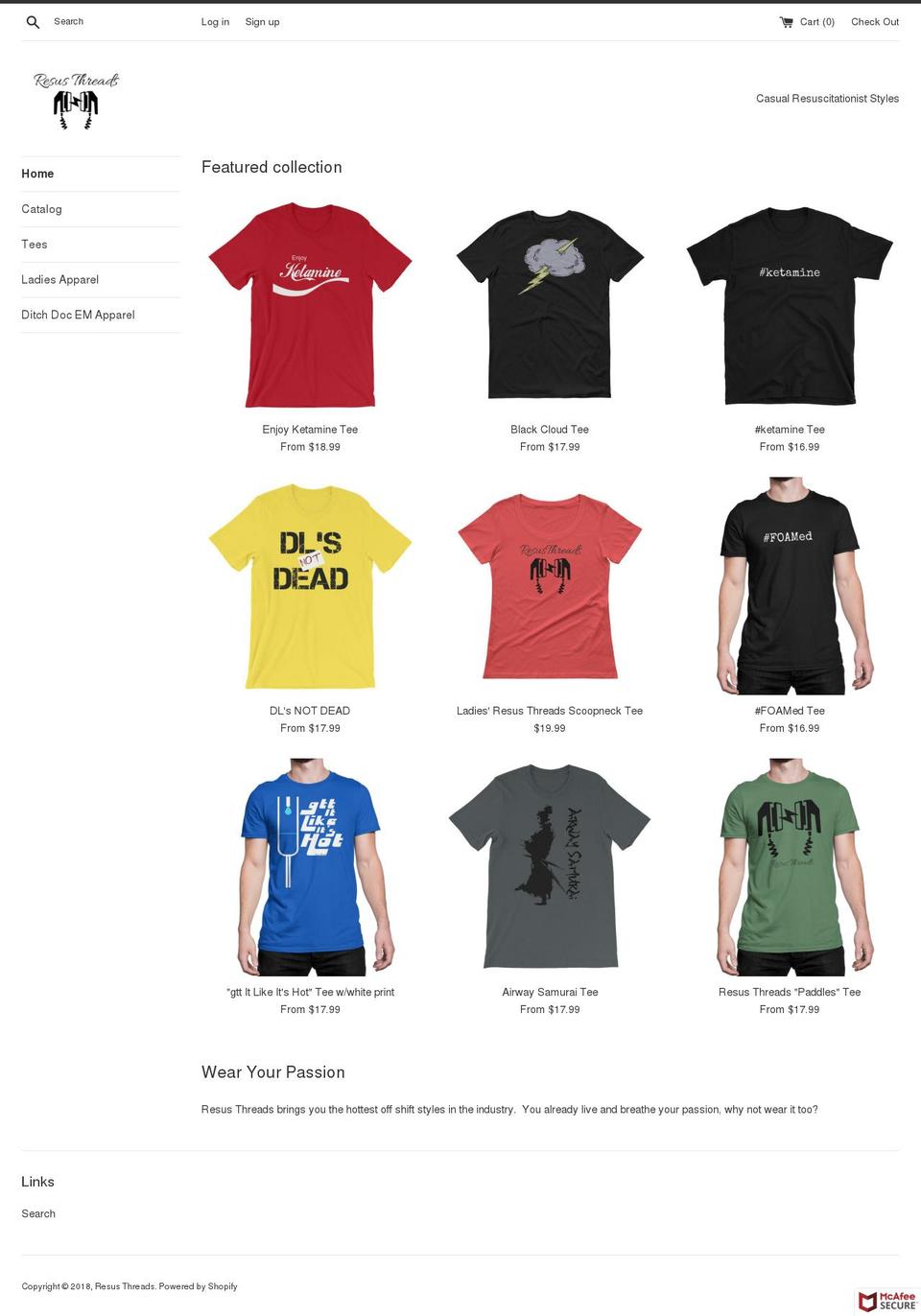 resusthreads.com — Shopify storefront screenshot