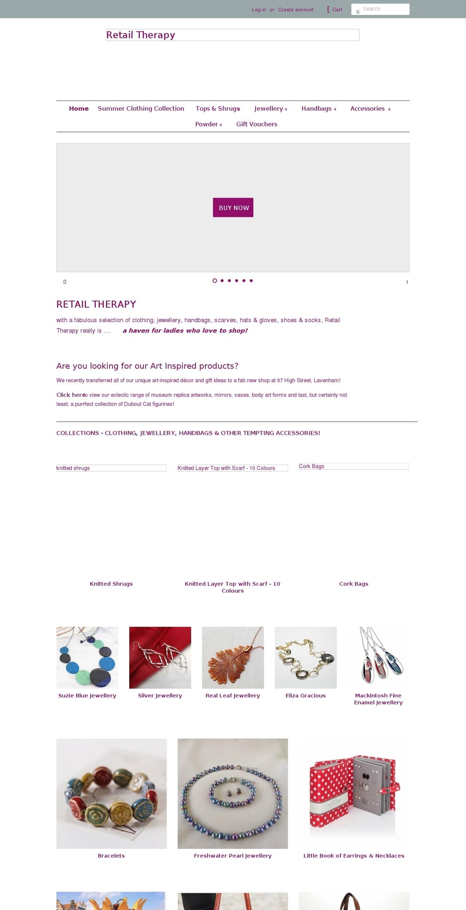 retailtherapylavenham.co.uk shopify website screenshot