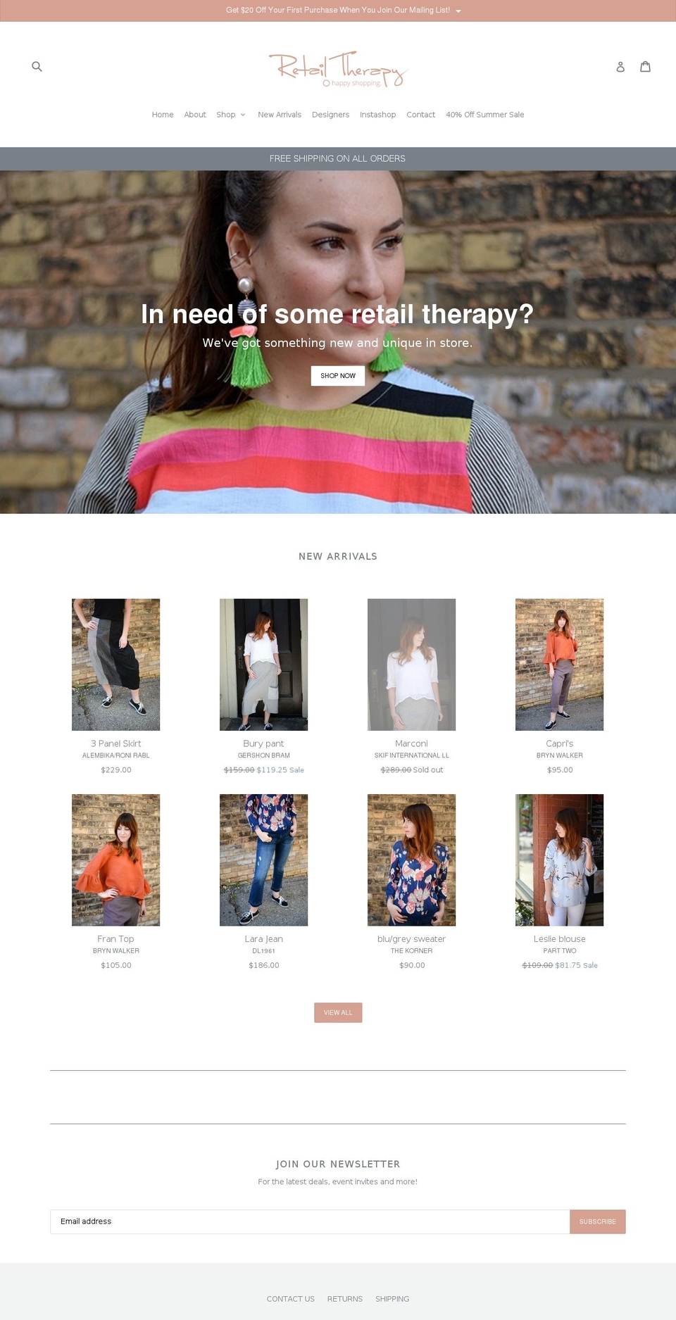 retailtherapymi.com — Shopify storefront screenshot
