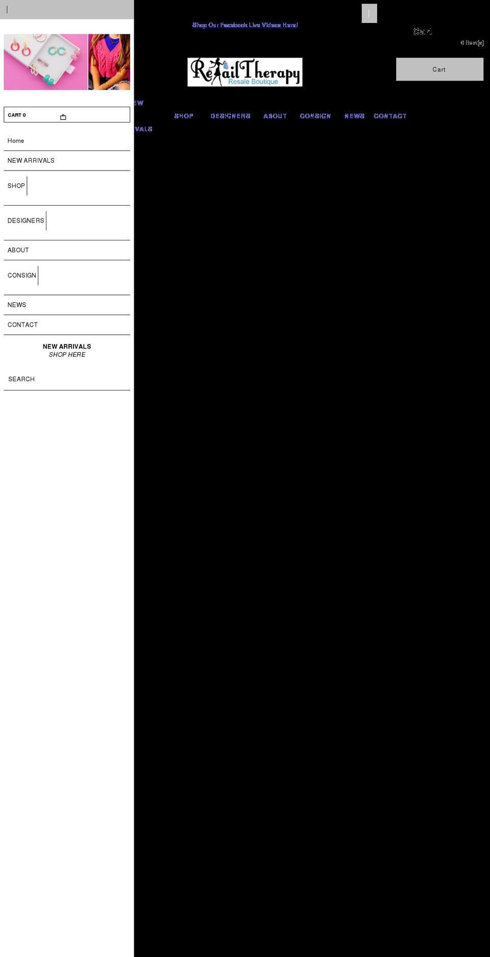 retailtherapyresale.com shopify website screenshot