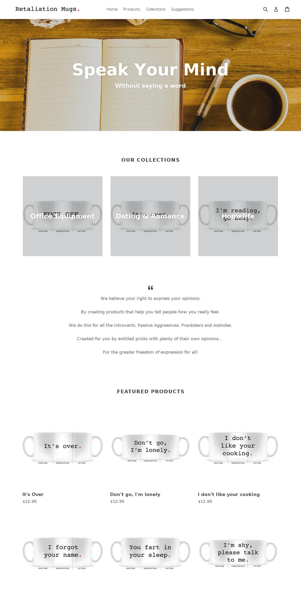 retaliationmugs.com — Shopify storefront screenshot