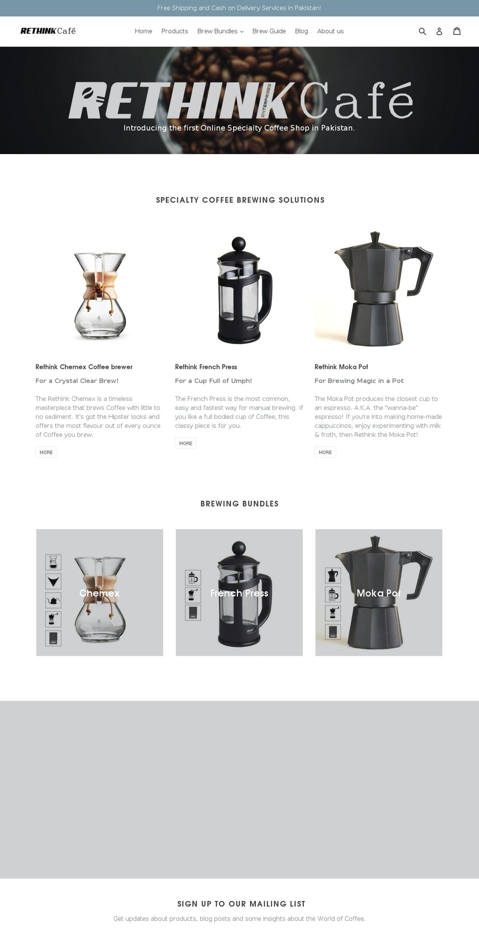 rethinkcafe.org shopify website screenshot