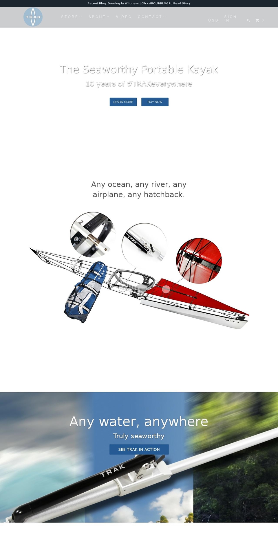 TRAK Kayaks Website Shopify theme site example rethinkkayak.com