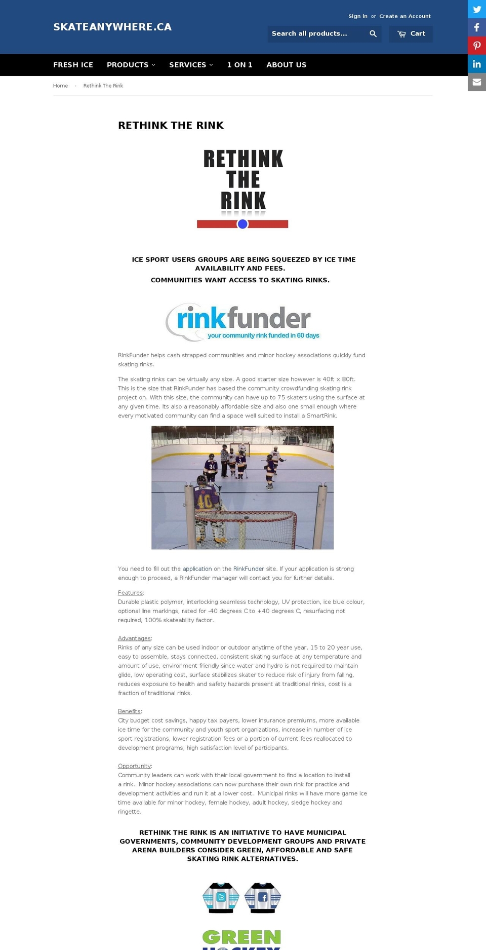 rethinktherink.ca shopify website screenshot