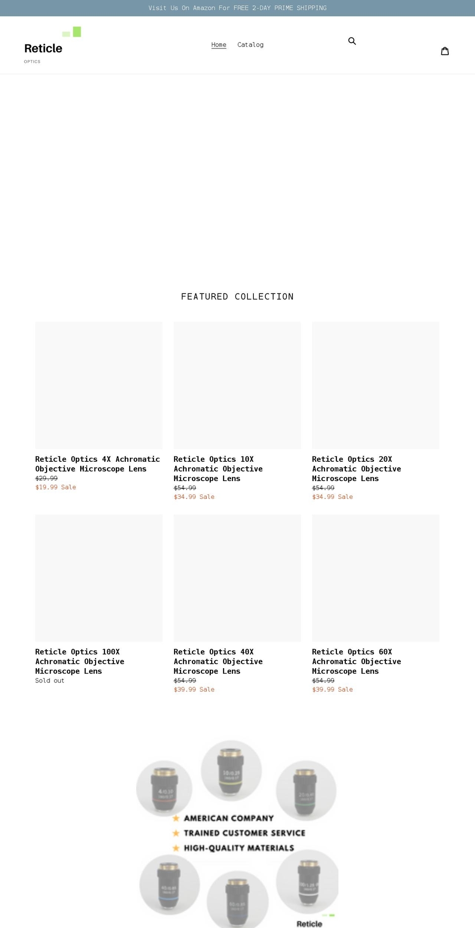 reticleoptics.com shopify website screenshot