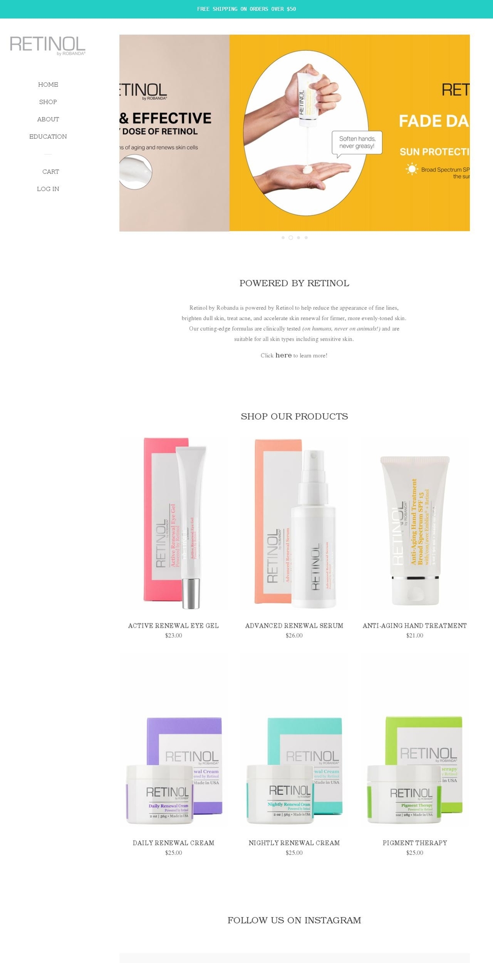retinolbyrobanda.com shopify website screenshot