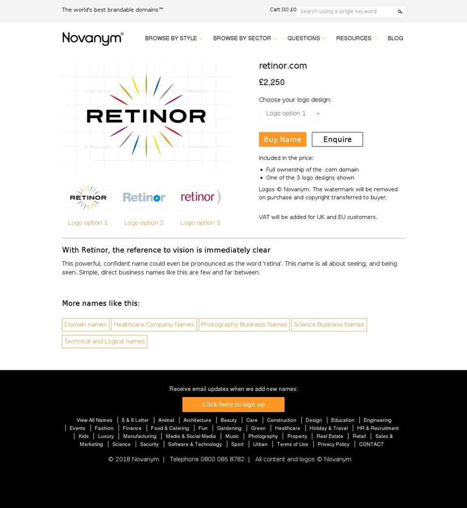 retinor.com — Shopify storefront screenshot
